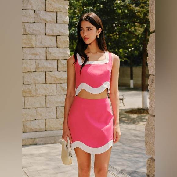 Commense Color Block Trim Cotton & Linen Skirt Set - Picture 5 of 12